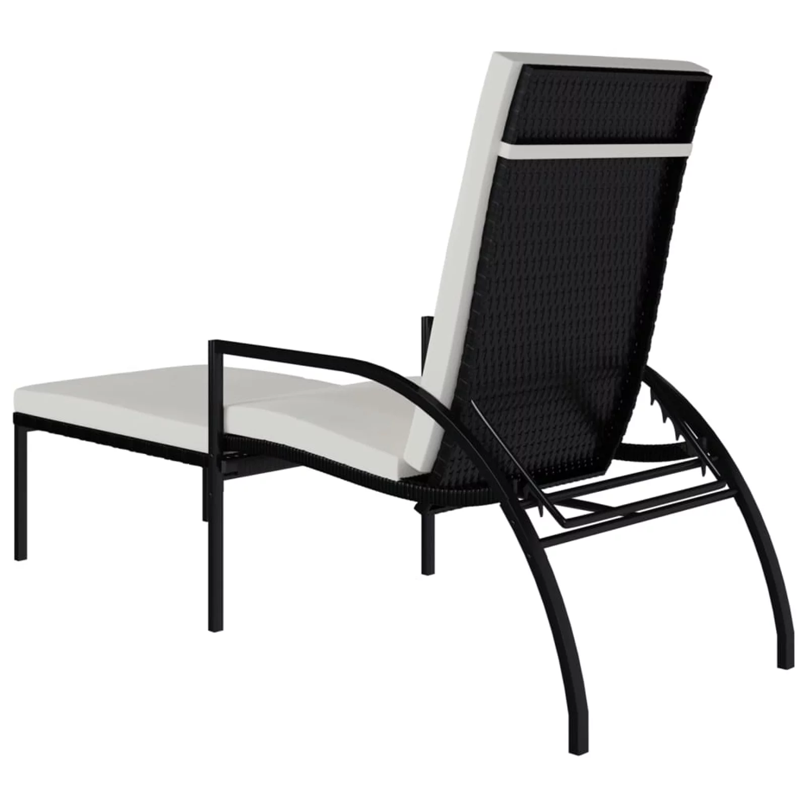 Walmeck Sun Loungers 2 pcs with Footrest PE Rattan Black