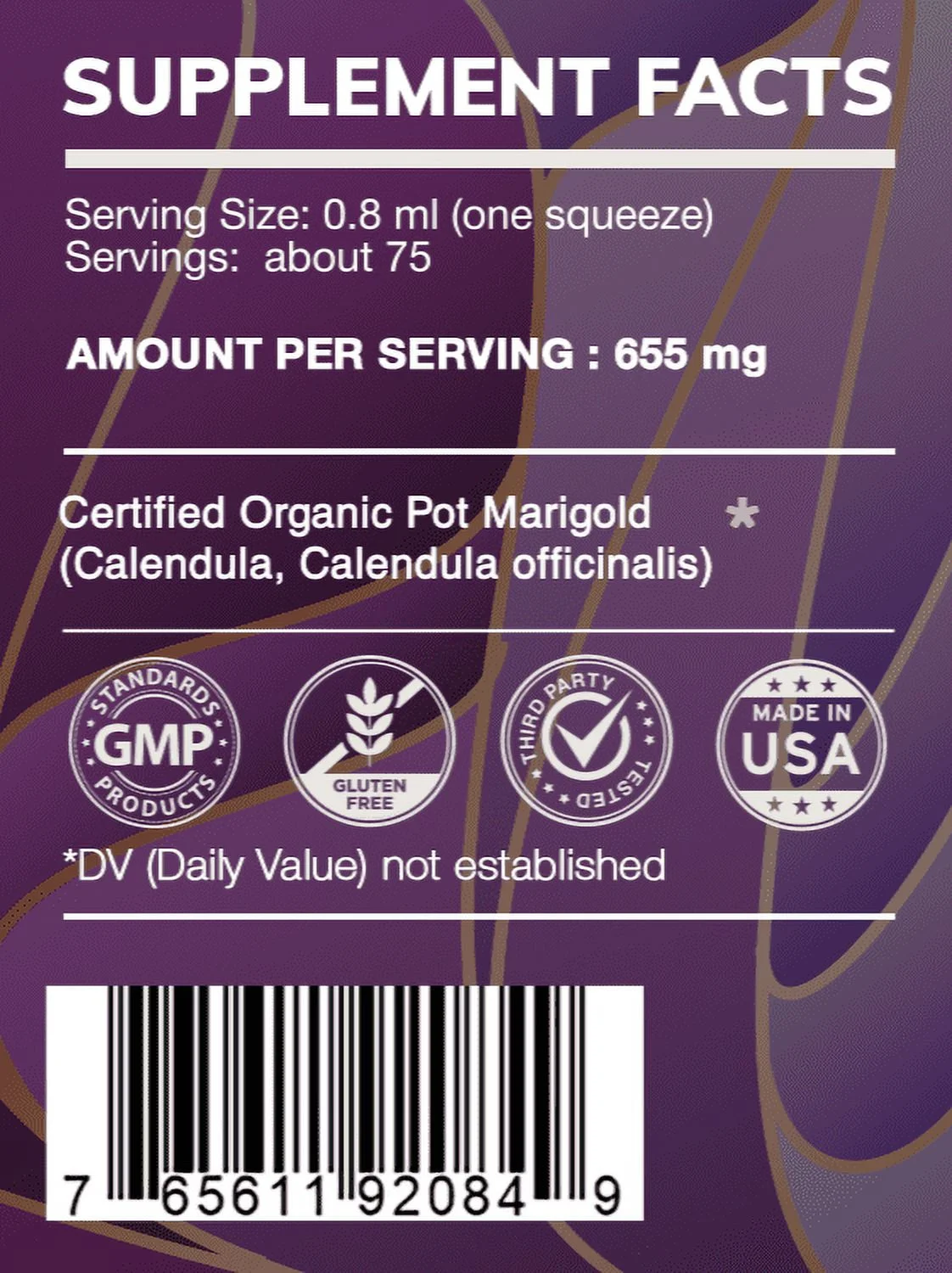 Earth's Love Pot Marigold Alcohol-FREE Herbal Extract Tincture, Super-Concentrated Organic Pot Marigold (Calendula, Calendula Officinalis) Dried Flower 2 oz