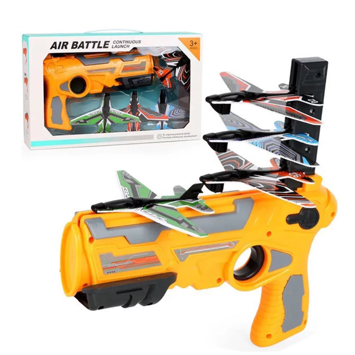 Airplane Toy Plane Ejection Glider Launcher For Kids Outdoors - Orange