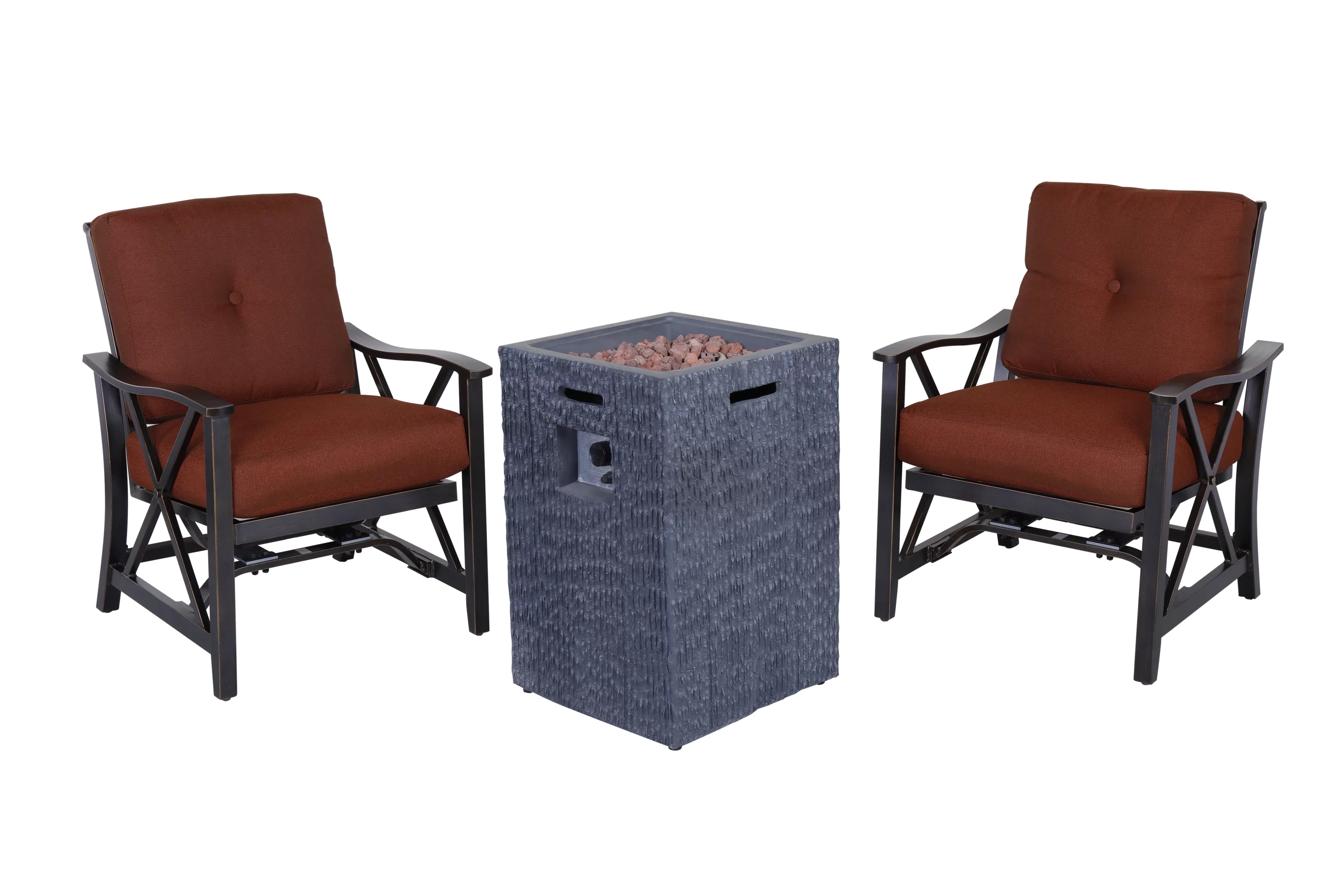 Claire and Barry OSHAWA Collection Patio Set (2 chairs + 1 fire pit column)