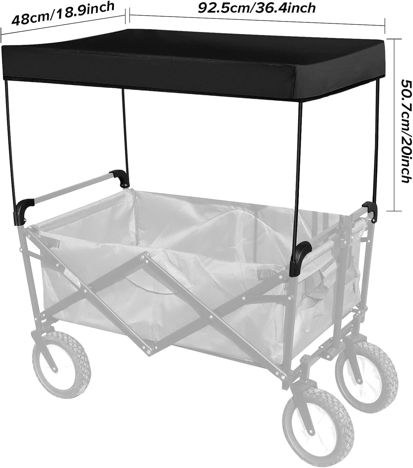 Awning Canopy for Garden Wagon Attachment Sun Shade Cover Trolley Cart Accessories Oxford Cloth Outdoor Camping Picnic Equipment