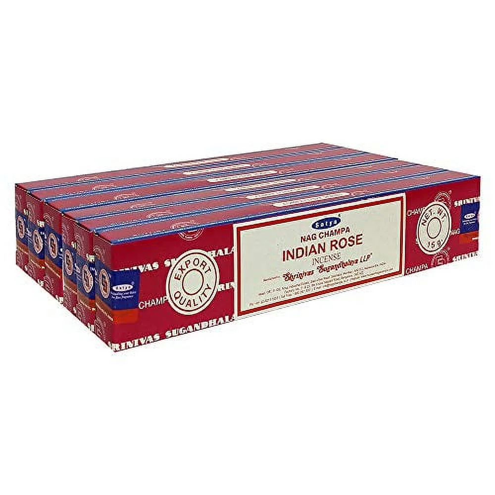 Satya Nag Champa Indian Rose Incense Sticks Pack of 6 Boxes 15gms