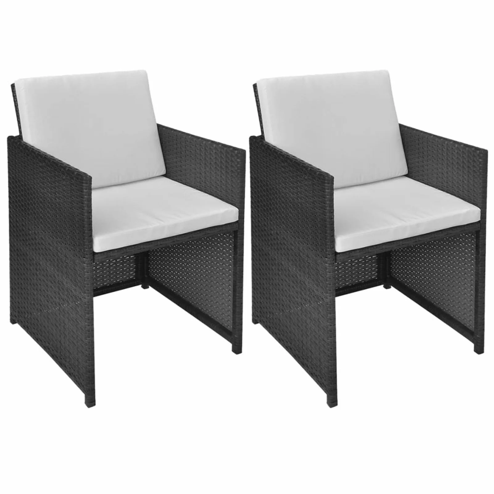 Dcenta 2 Piece Patio Chairs with Cushions Poly Rattan Armchair  Dining Chair for Garden, Balcony, Backyard, Pool 20.5 x 22 x 33.5 Inches (W x D x H)