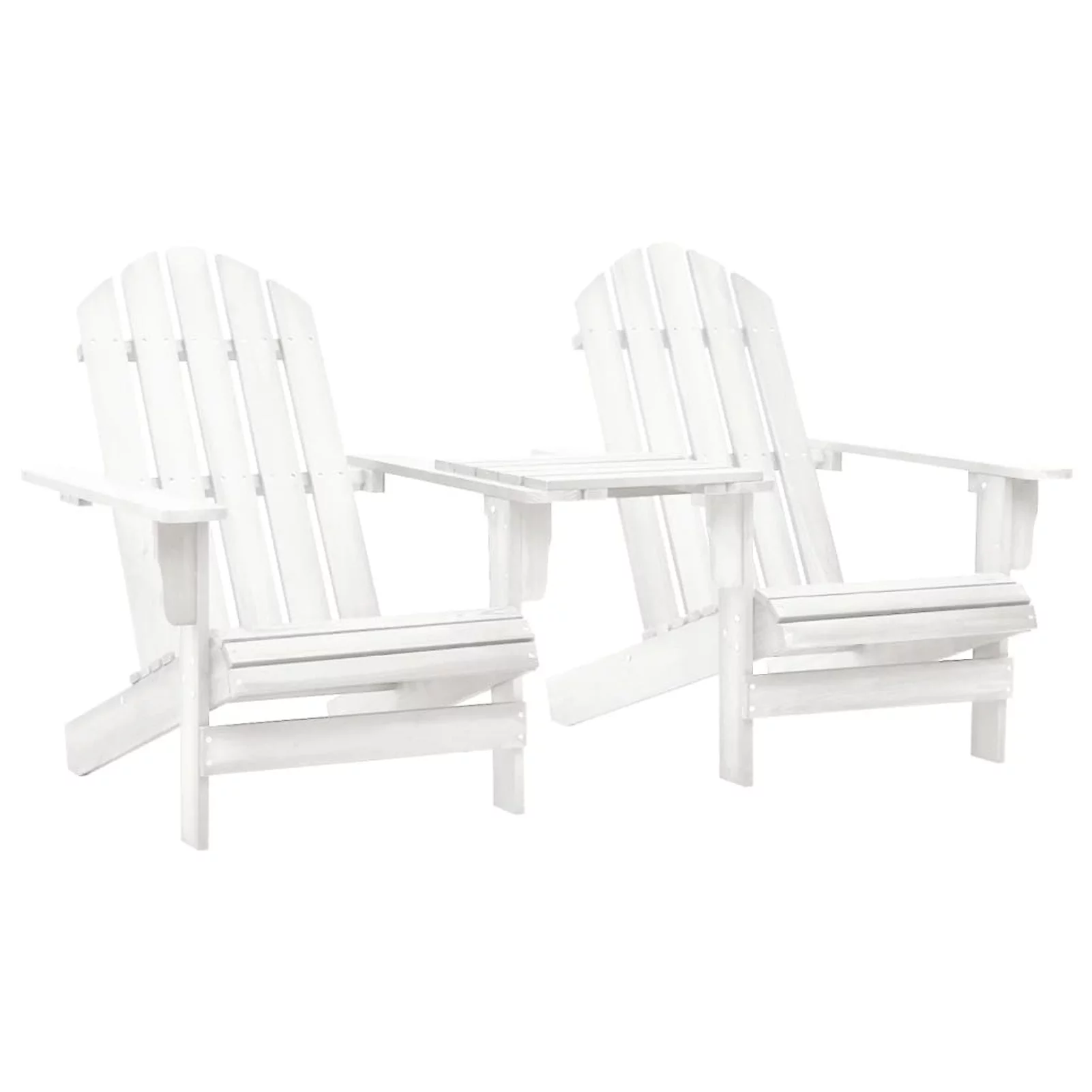 Aibecy Patio Adirondack Chairs with Tea Table Solid Fir Wood White