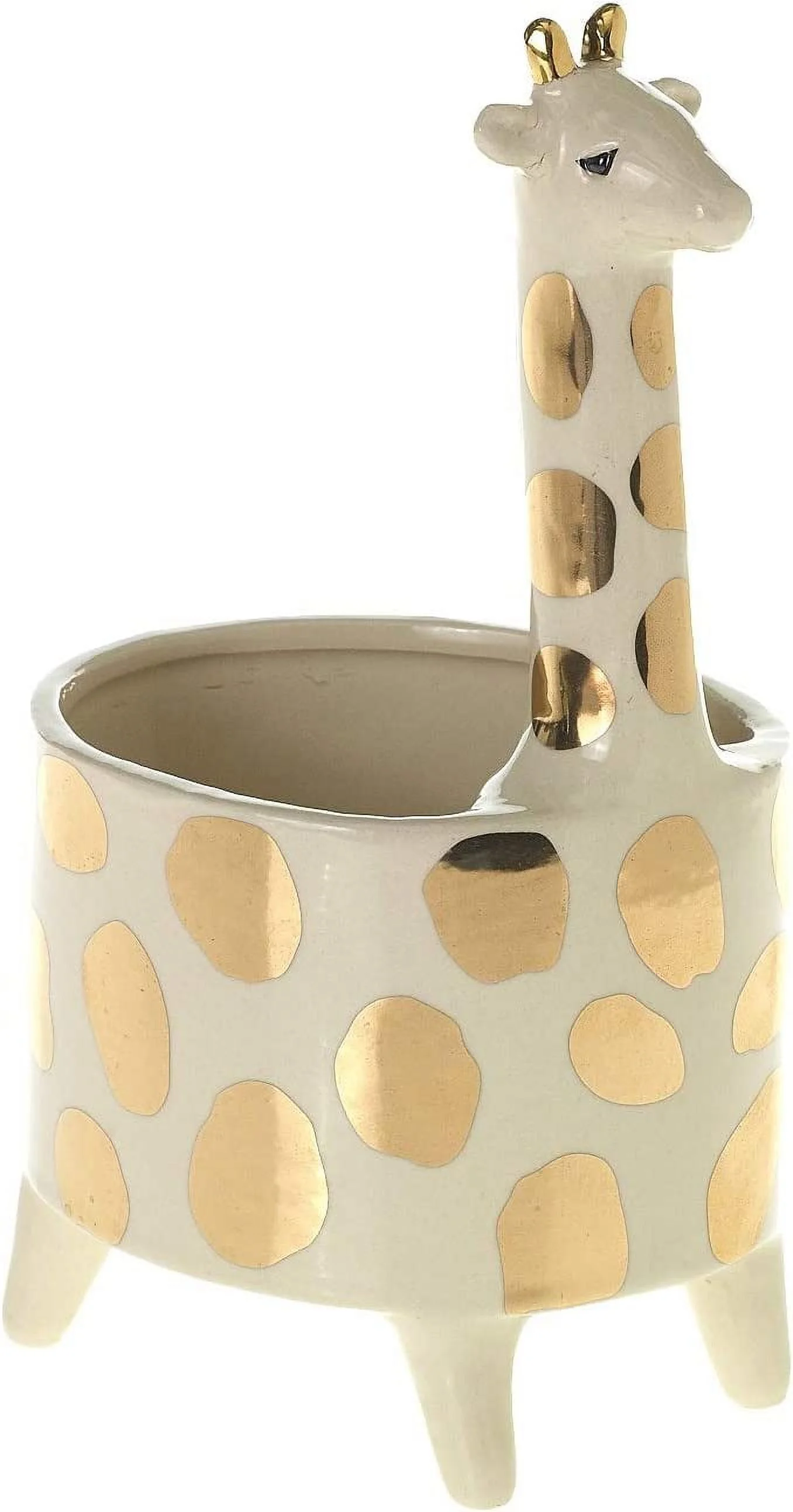 The Bridge Collection Gold-Spotted Giraffe Ceramic Planter