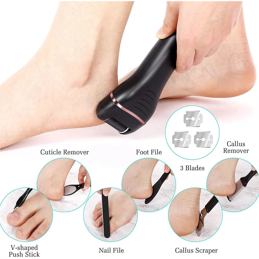 Electric Foot File Callus Hard Skin Remover Pedicure USB Rechargeable Tool Kits