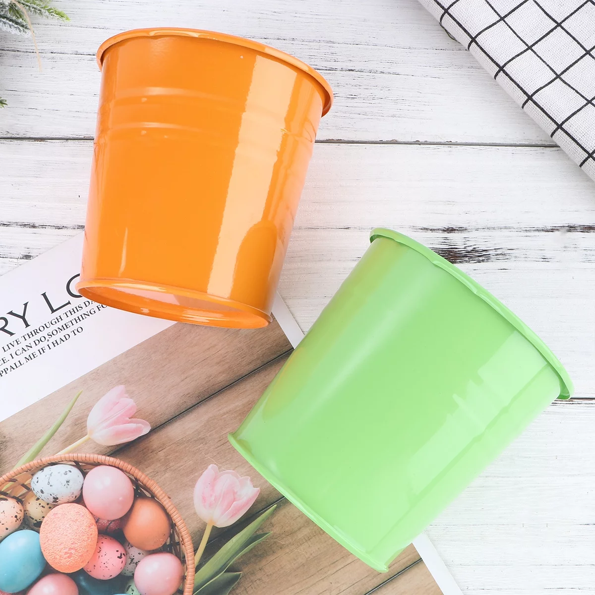 5 Pcs Planter Pots Flower Garden Holder Hanging Indoor Large Outdoor Metal Bucket