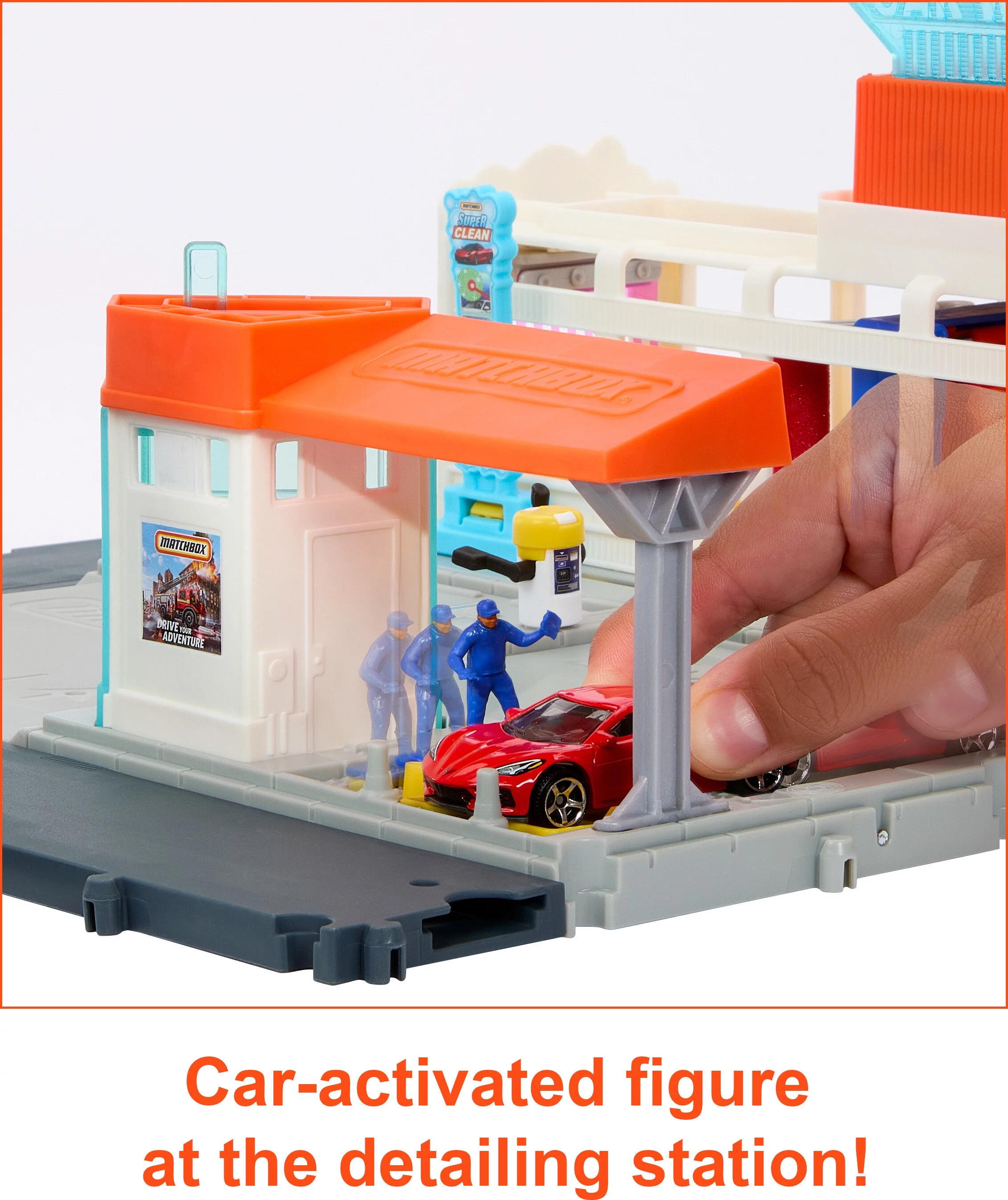Matchbox Cars Playsets, Super Clean Carwash with 1 Matchbox Car