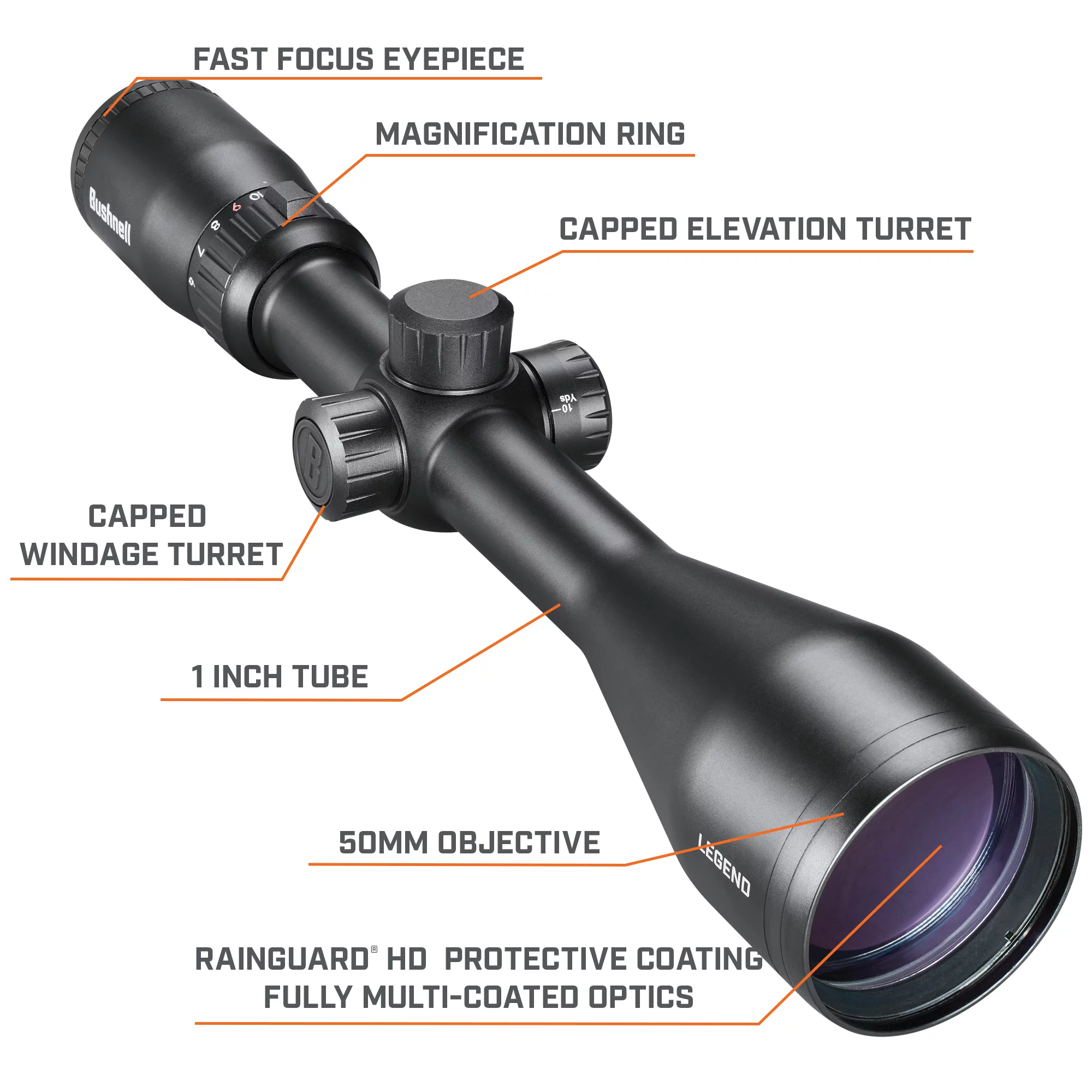 Bushnell Legend 6-18x50mm Riflescope, Matte Black, 1