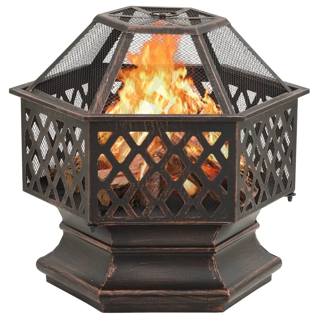 vidaXL Rustic Fire Pit with Poker 24.4