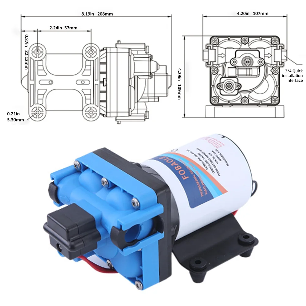 Walmeck 24V Water Pressure Diaphragm Pump 4-Chamber Self-Priming Pump, 2.99GPM Transfer Pump, 55PSI with Water Strainer, for Kitchen Bathroom RV Caravan Yacht Agriculture Garden Hose