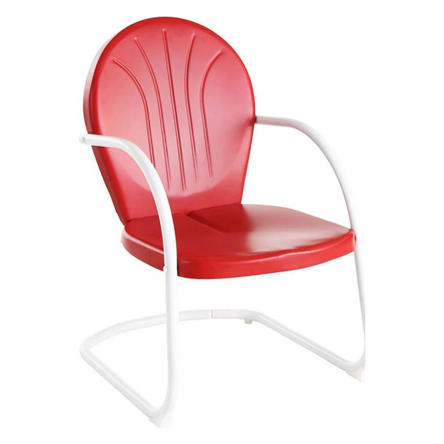 HomeStock City Chic 3Pc Outdoor Metal Armchair Set White Gloss/White Satin - Side Table & 2 Chairs bright red gloss