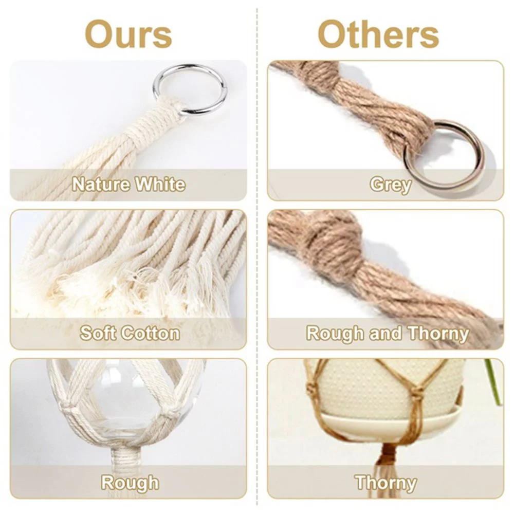 2 Pcs 41 Inch Plant Gardening Net Pocket Large Garden Supplies Plant Hanger Flower Pot Holder Lanyard Tassel Hanging Basket WHITE