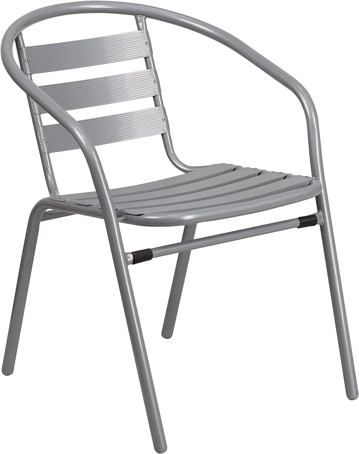 Lila 4 Pack Silver Metal Restaurant Stack Chair With Aluminum Slats