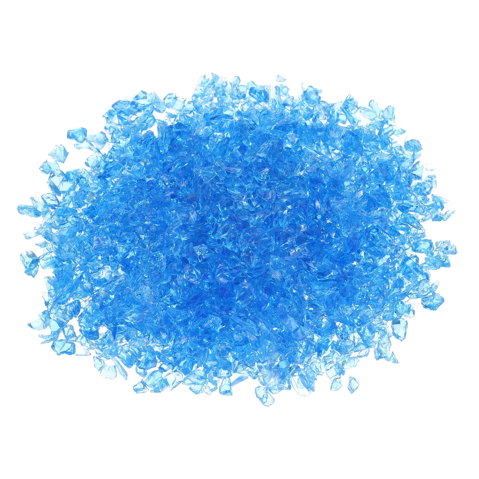 0.66 Pound Fire Glass Stone, 3-6mm Reflective Fire Pit Glass Rock for Fireplace, Light Blue