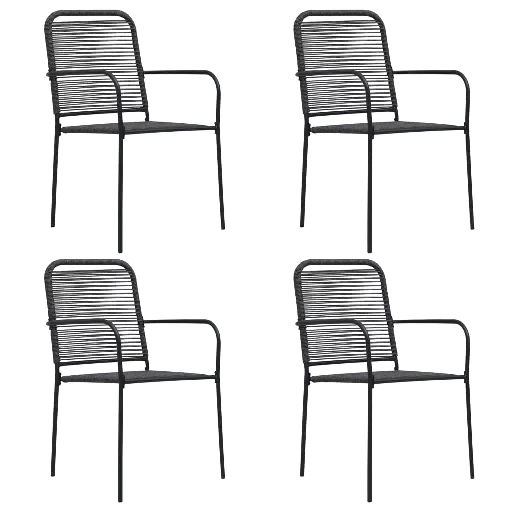 Anself 5 Piece Patio Dining Set Black Glass and Steel