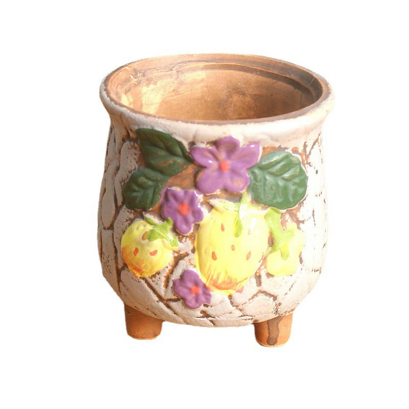 LivNxt Hand-painted Ceramic Succulent Planter - Large Coarse Pottery Design