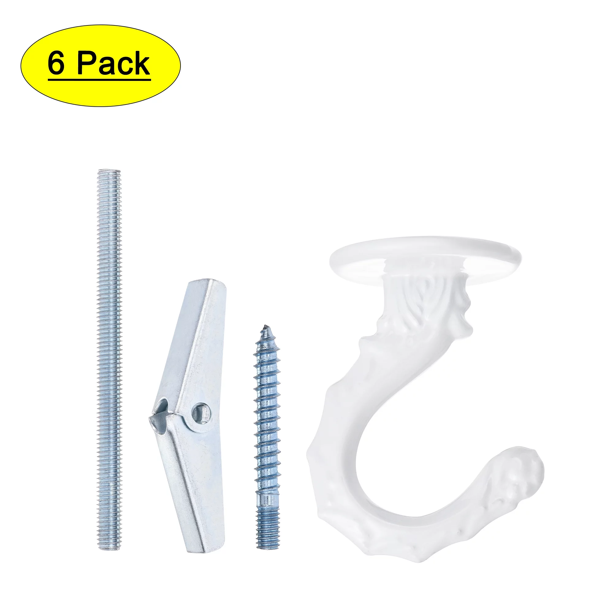 Uxcell Ceiling Hooks with Hardware Zinc Alloy White 34x55mm 6Pcs for Hanging Plants