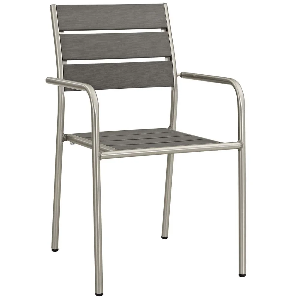 Silver Gray Shore Outdoor Patio Aluminum Dining Chair
