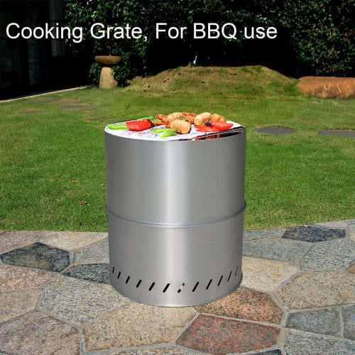 15 inch Smokeless Fire Pit Outdoor Wood Burning Portable Fire Pit Stainless Steel