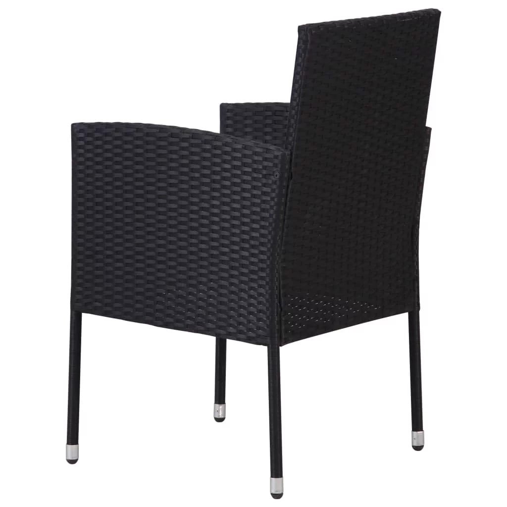 Patio Chair 2 pcs Poly Rattan Black