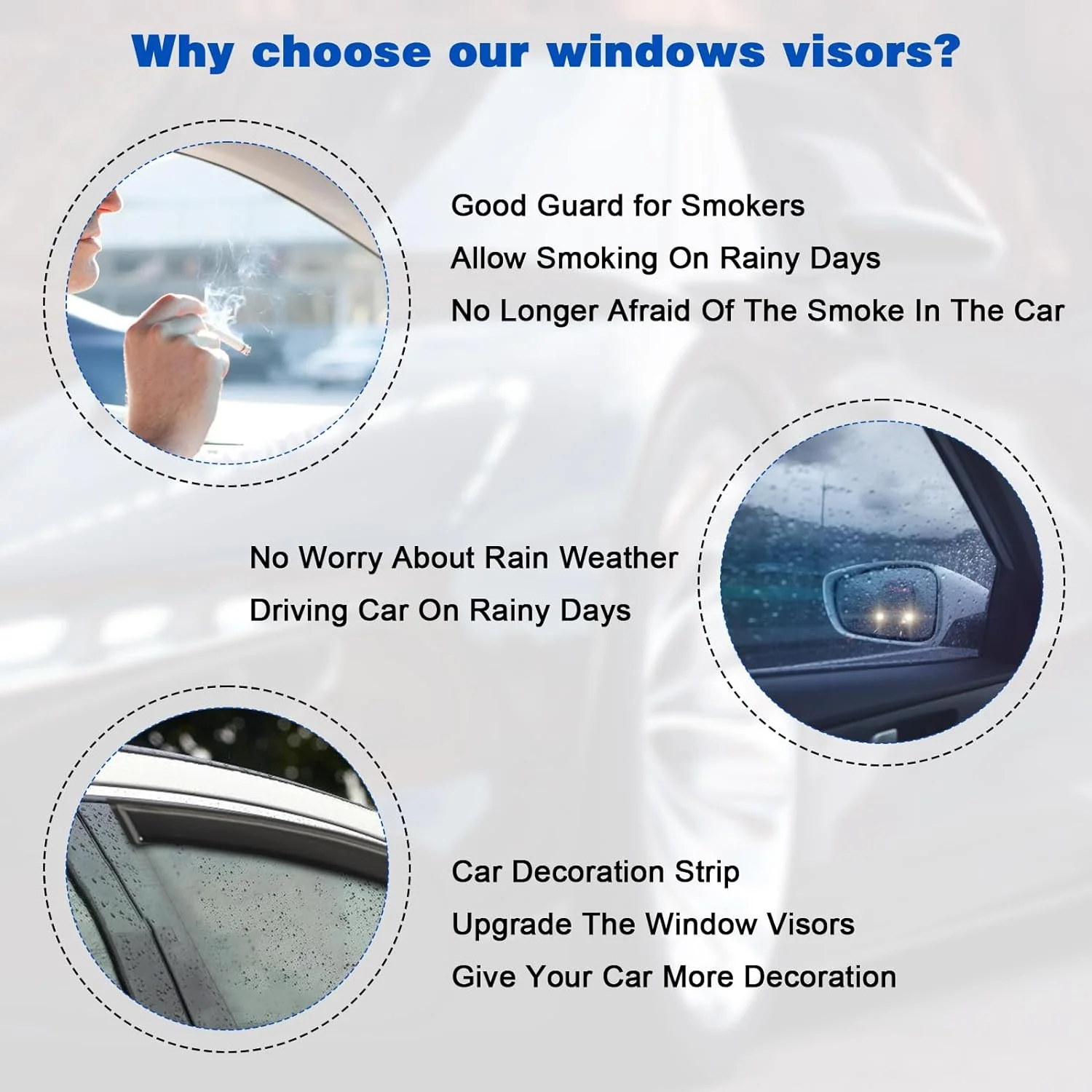 SINOCMP 4PCS Window Visors Deflectors Vent Guards Sun Wind Rain Shield Fits for 2018-2023 Volkswagen Tiguan Car Window Visors