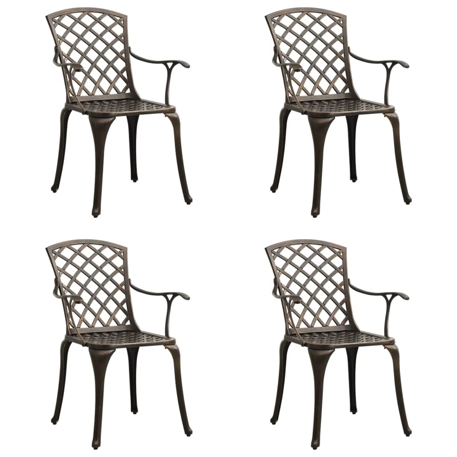 Walmeck Patio Chairs 4 pcs Cast Aluminum Bronze