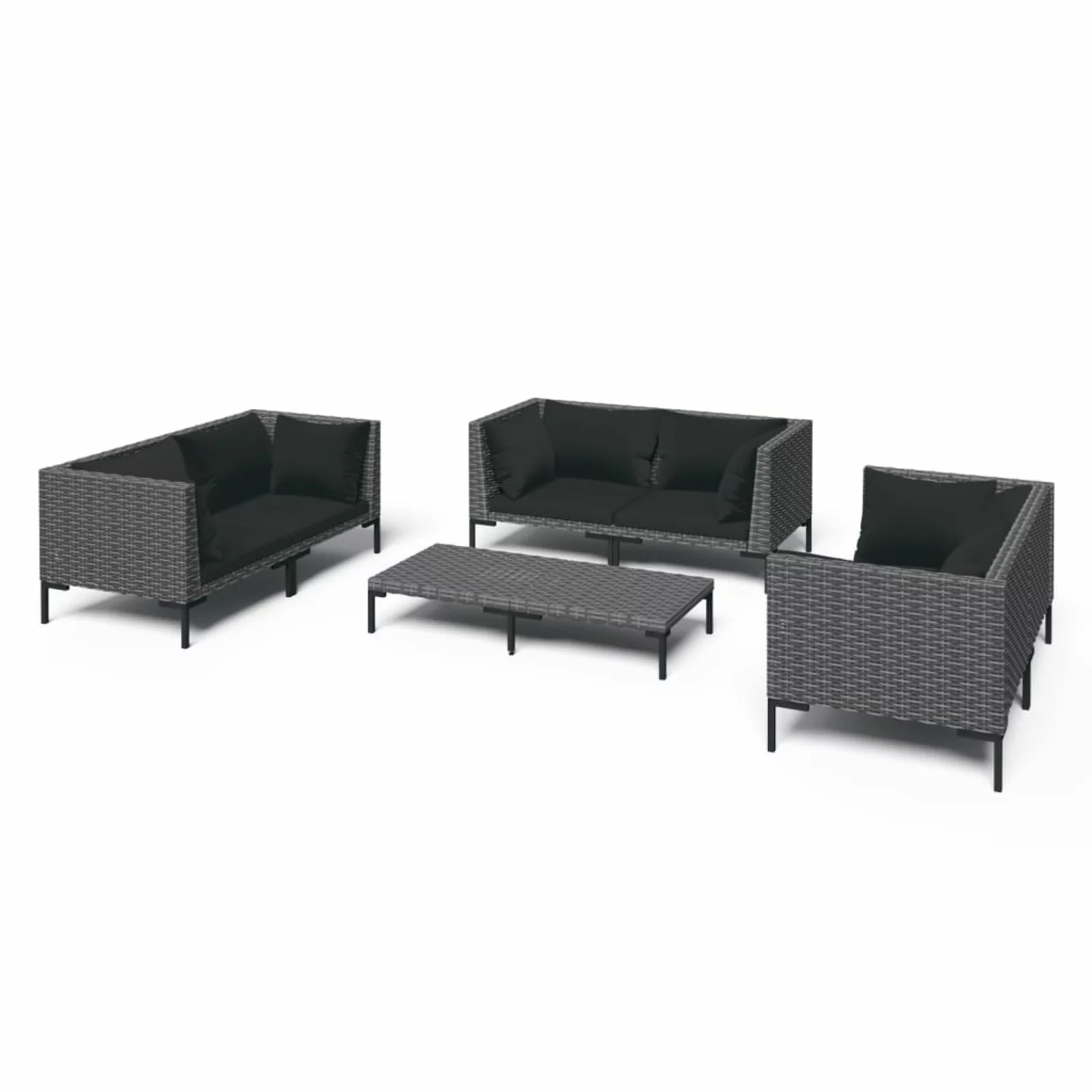 Irfora 7 Piece Patio Set with Cushions Poly Rattan Dark Gray