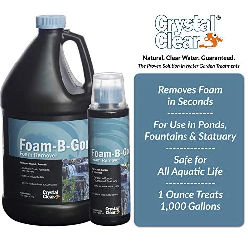 CrystalClear Foam-B-Gone Pond Foam Remover - 1 Gallon Treats Up to 128,000 Gallons