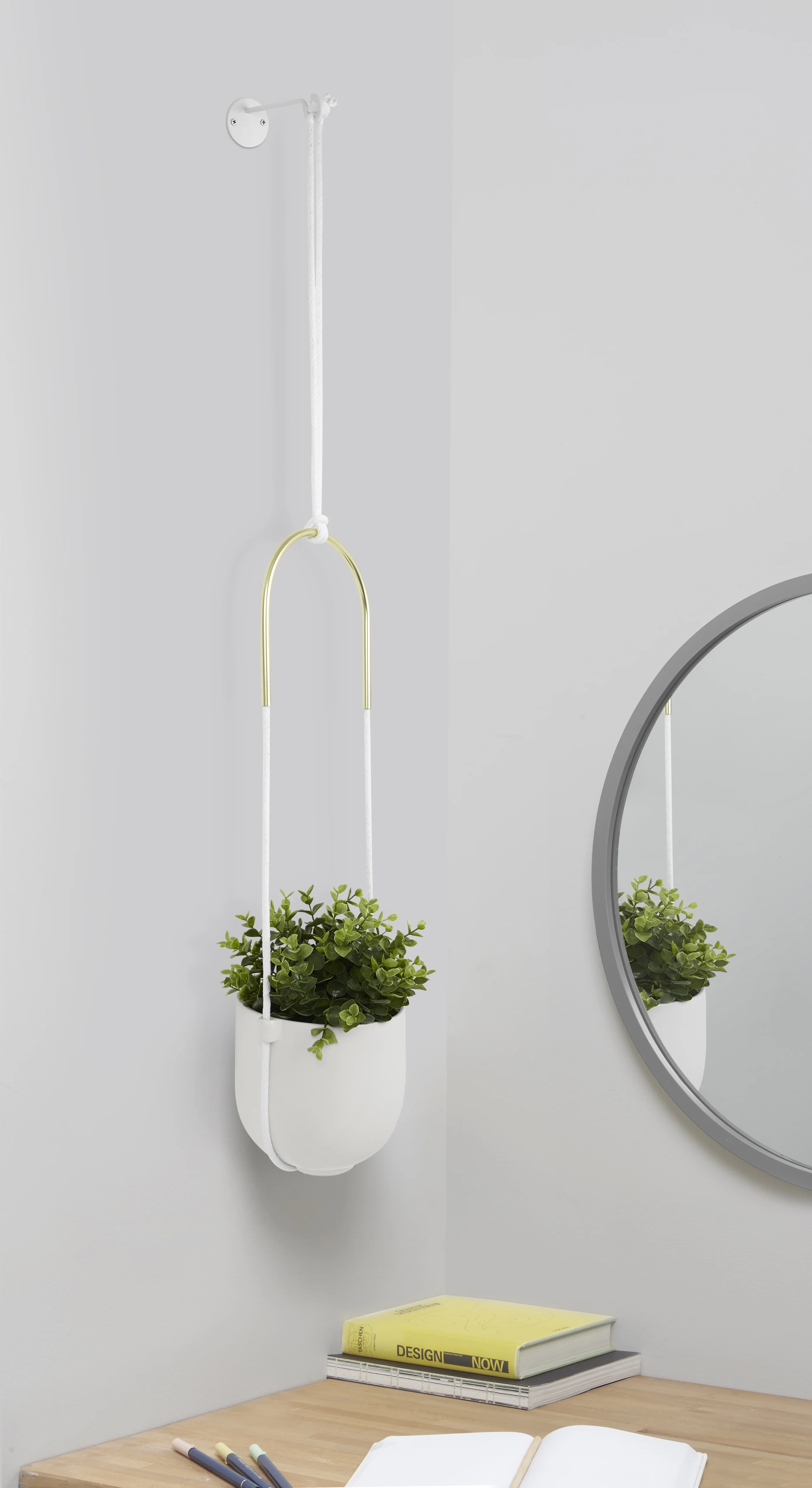 Umbra Bolo Ceramic Hanging Wall Planter White