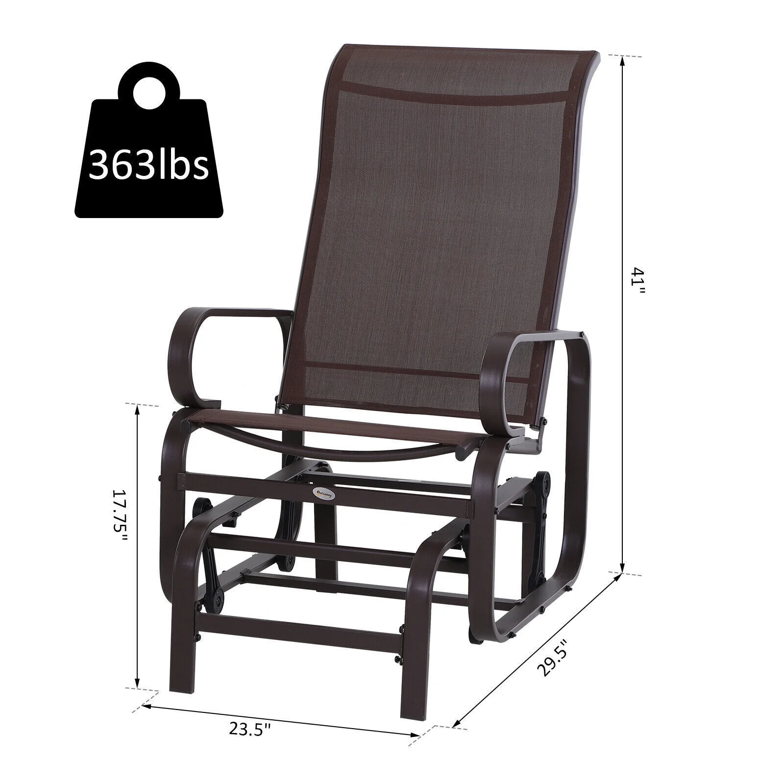 Outdoor Patio Glider Chair Rocking Swing for Porch Deck Garden Balcony Poolside