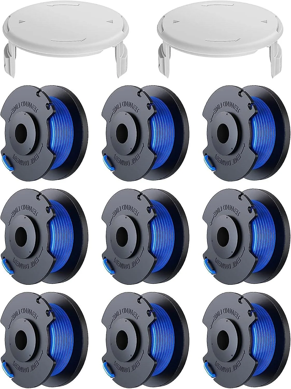 11 Pack  Replacements For Ryobi One + Ac14rl3a 18v 24v 40v Edge Cutter, Spool  1.6mm, Length 30.17m (9 Spool Edge Trimmer Line, 2 Covers)