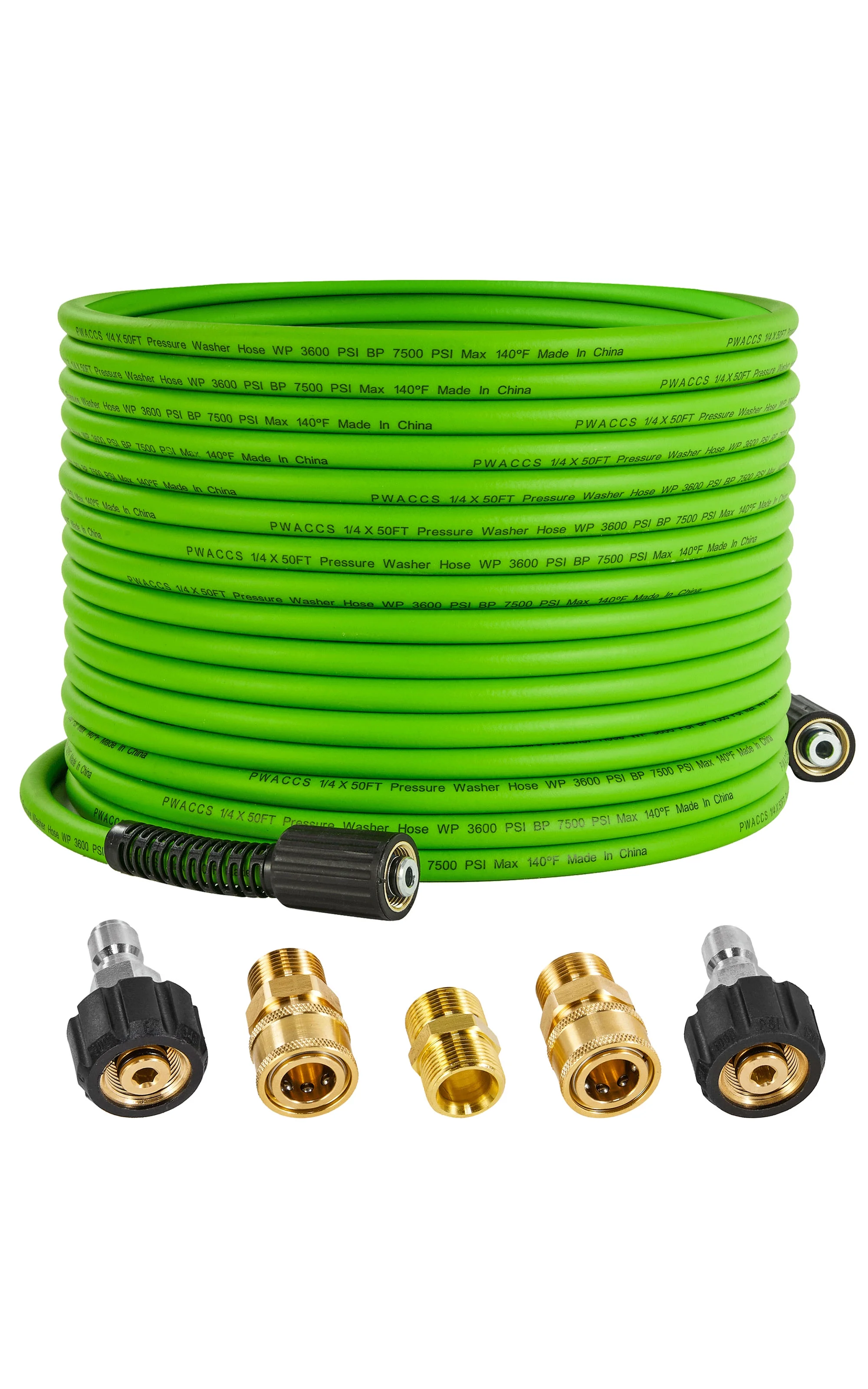 PWACCS Pressure Washer Hose for Power Washer – 3600 PSI Kink Resistant Pressure Washing Extension Hose 50 FT x 1/4