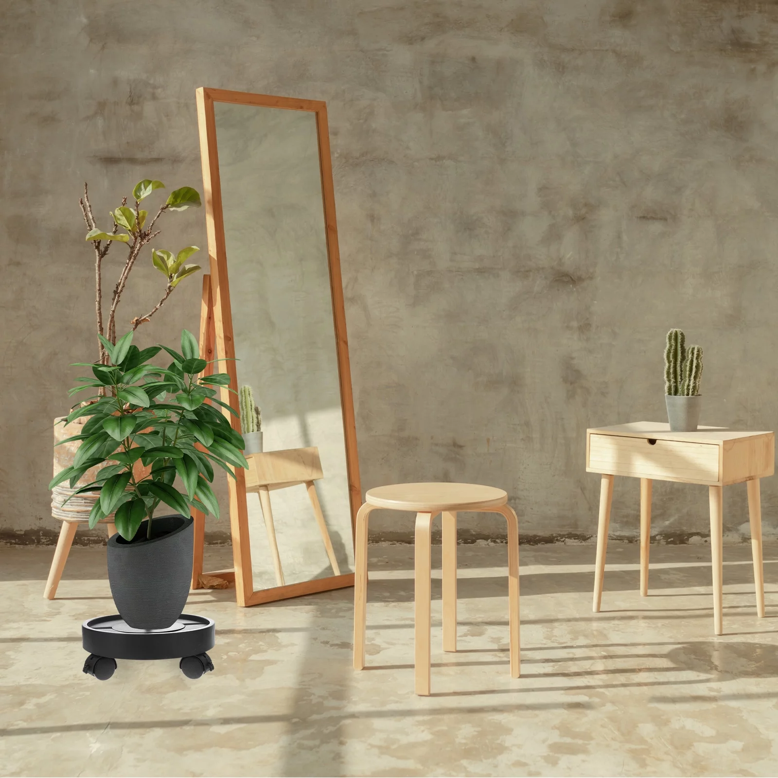 Base Plant Stand Dolly Potted Bonsai Roller Holder Pallet Round Flower Mover Hydrating