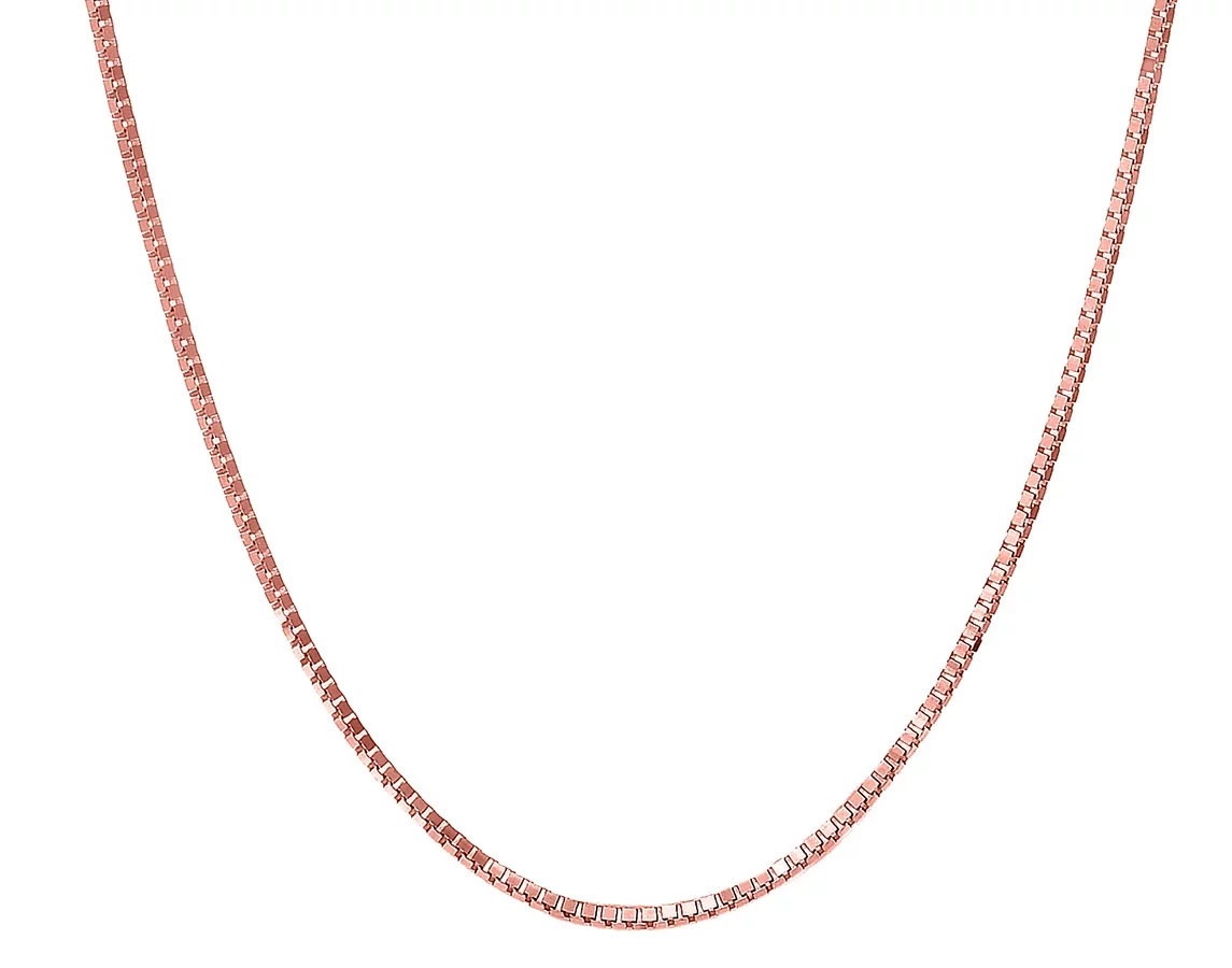 14K 18in Rose Gold Polished Classic Box Chain with Lobster Clasp