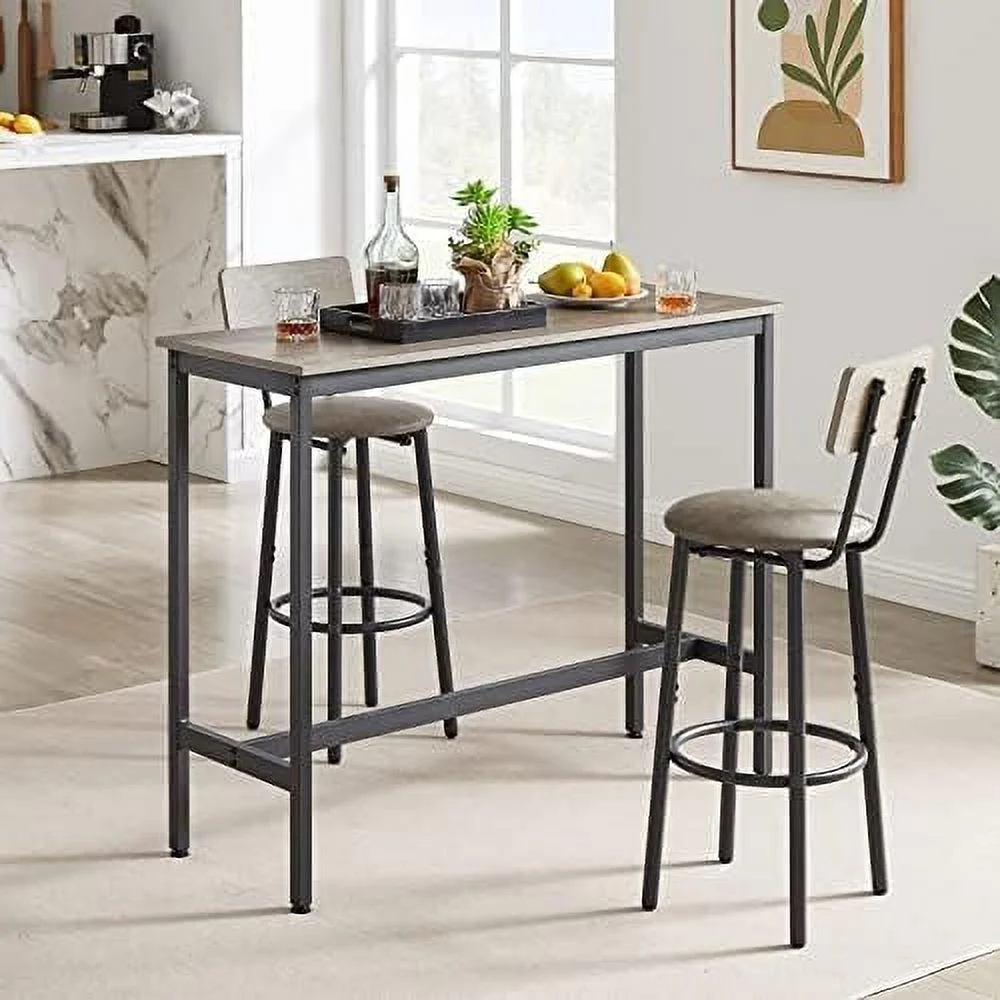 SJOIKLM Table Set for 2 with 2 PU Upholstered Stools  Pub Bistro Dinning Table and Stools with Backrest  Counter Height  Table Set for Apartment  Kitchen  Small Space