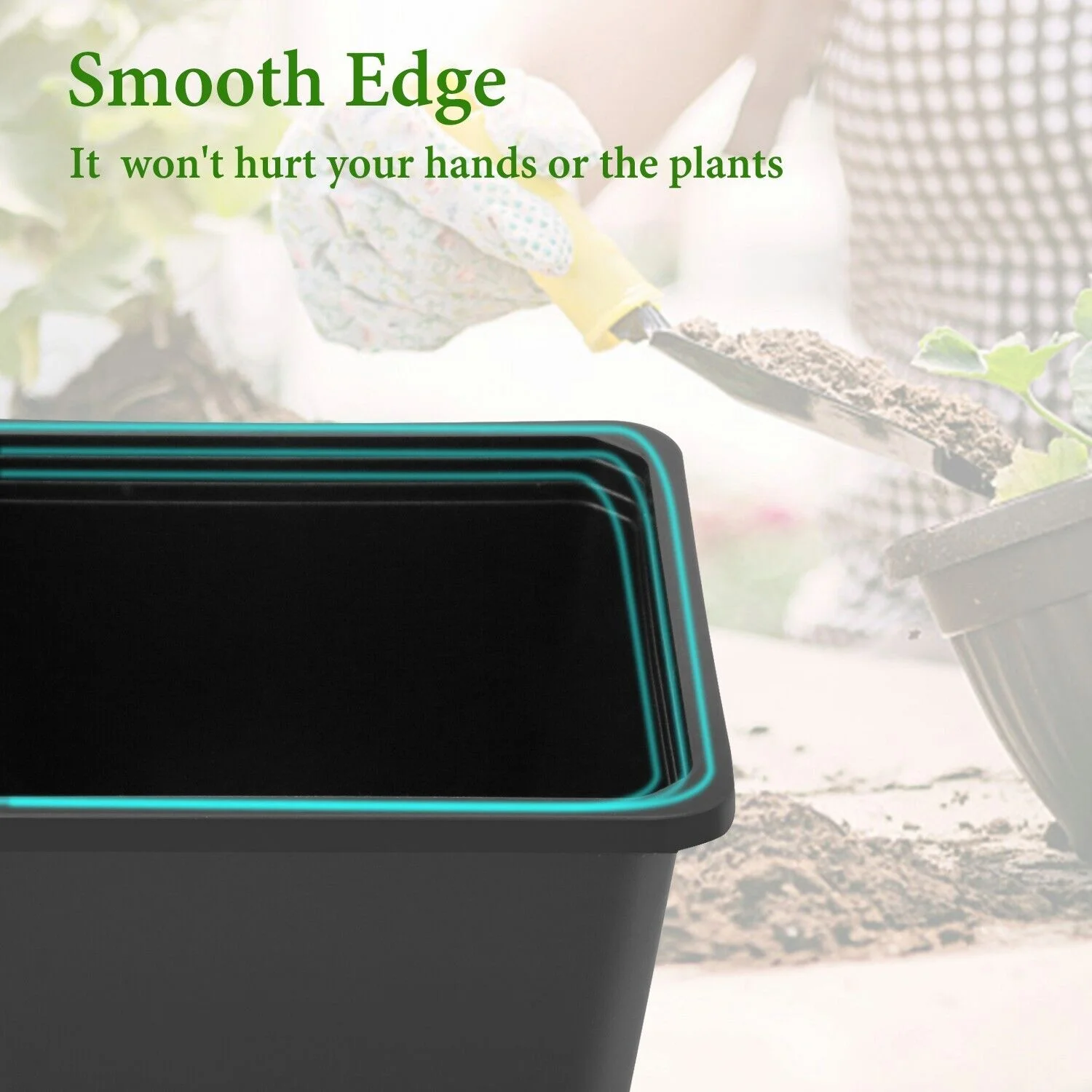 10pcs Black Square Plastic Seedling Pots Seed Pots Flower Pots Transplant Pots