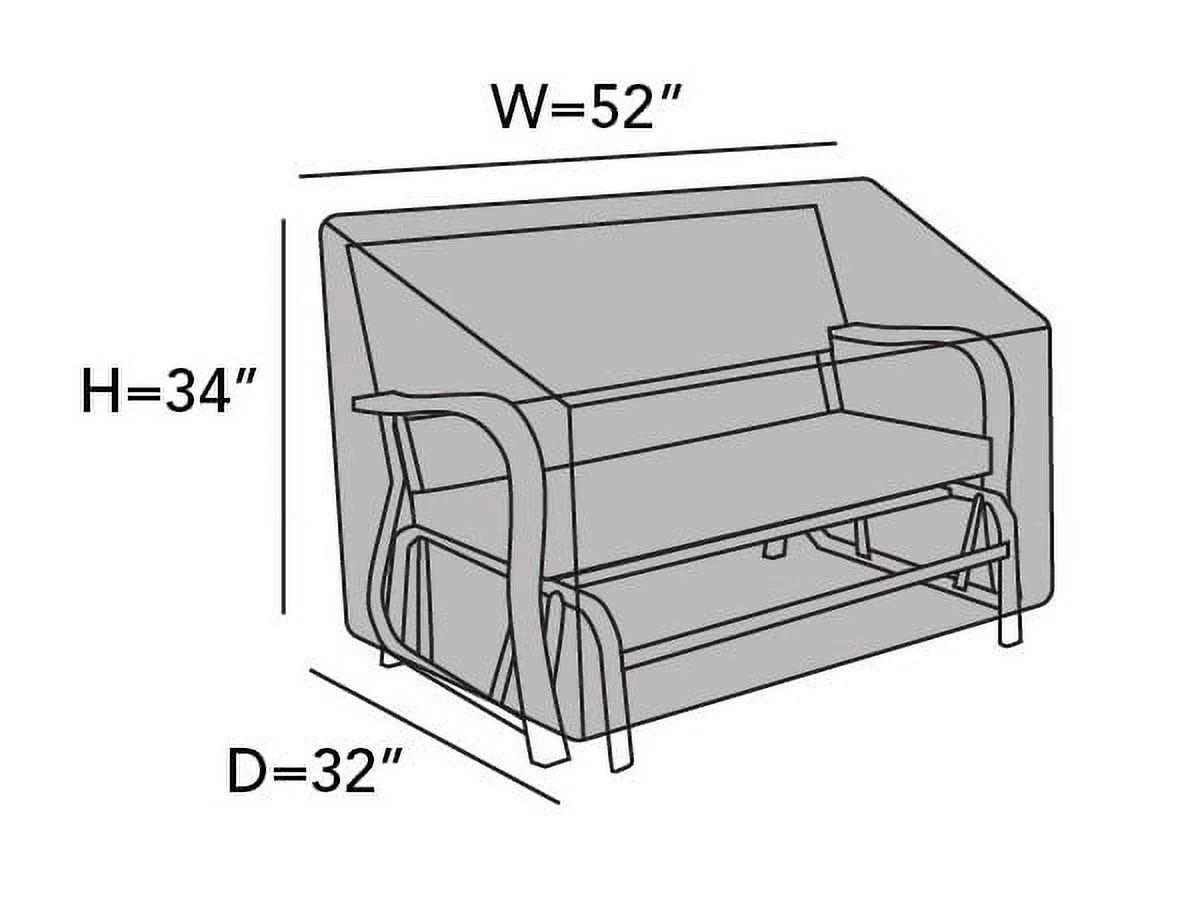 Covermates Outdoor Patio Glider Cover - Heavy-Duty Polyester, Weather Resistant, Drawcord Hem, Seating and Chair Covers, 52W x 32D x 34H, Ripstop Grey