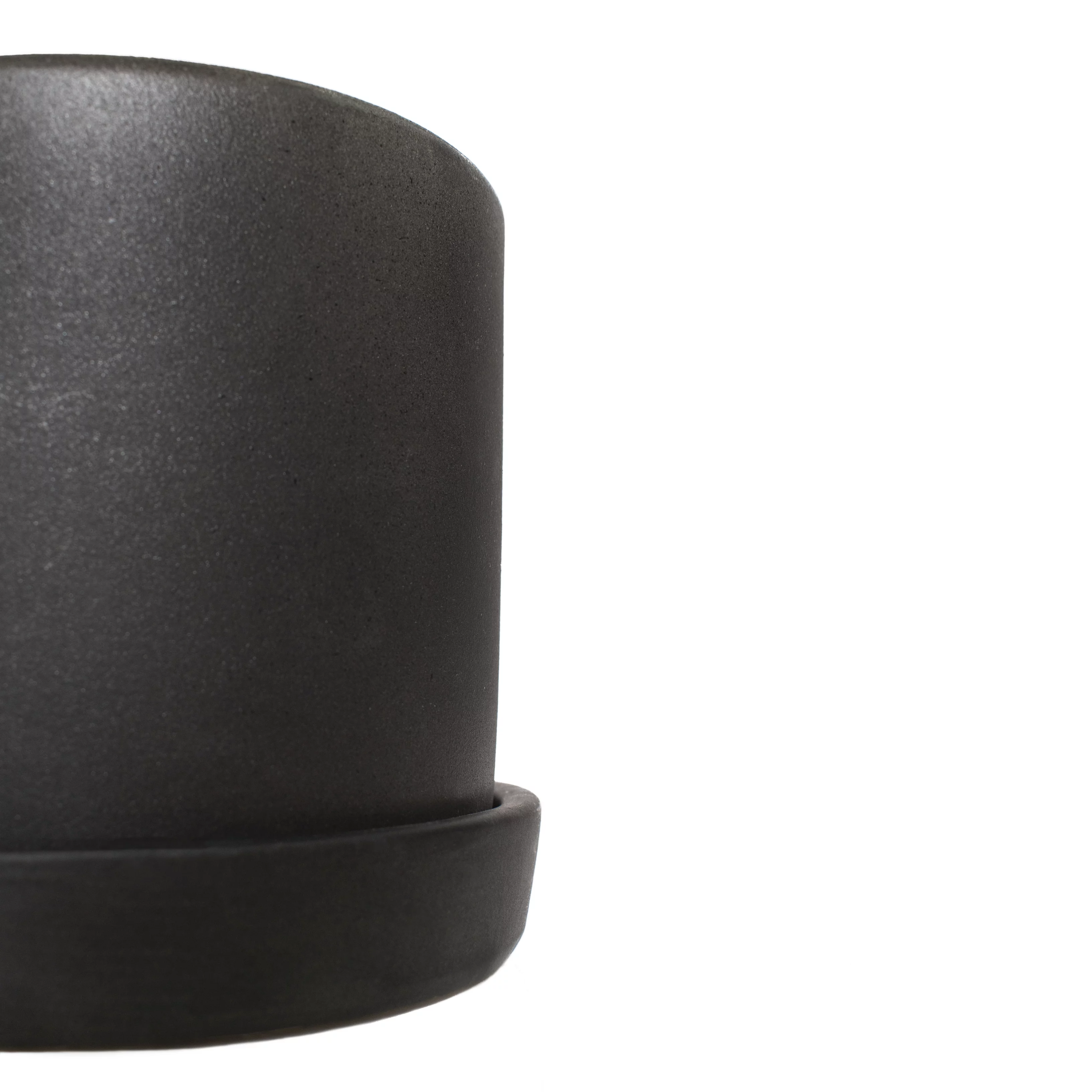 5 In. Hyde Semi Matte Black Container with Saucer - 1 Piece