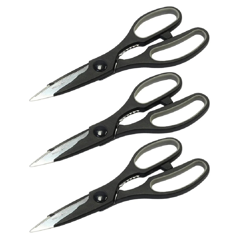 Chef Craft 9 inch Kitchen Shears Scissors Stainless Steel, Black, 3 Pack