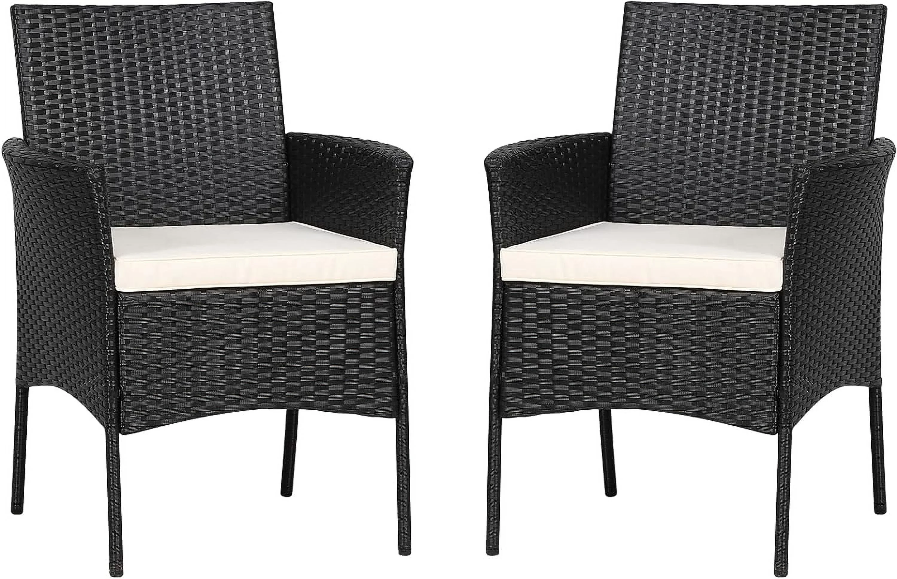 MQLIFEBOOM 2PCS Rattan Chair Set with Armrest  Outdoor Deck Chairs for Backyard  Balcony  Poolside  Garden  Easy Installation Light Weight  Patio Armchair Set with Cushions