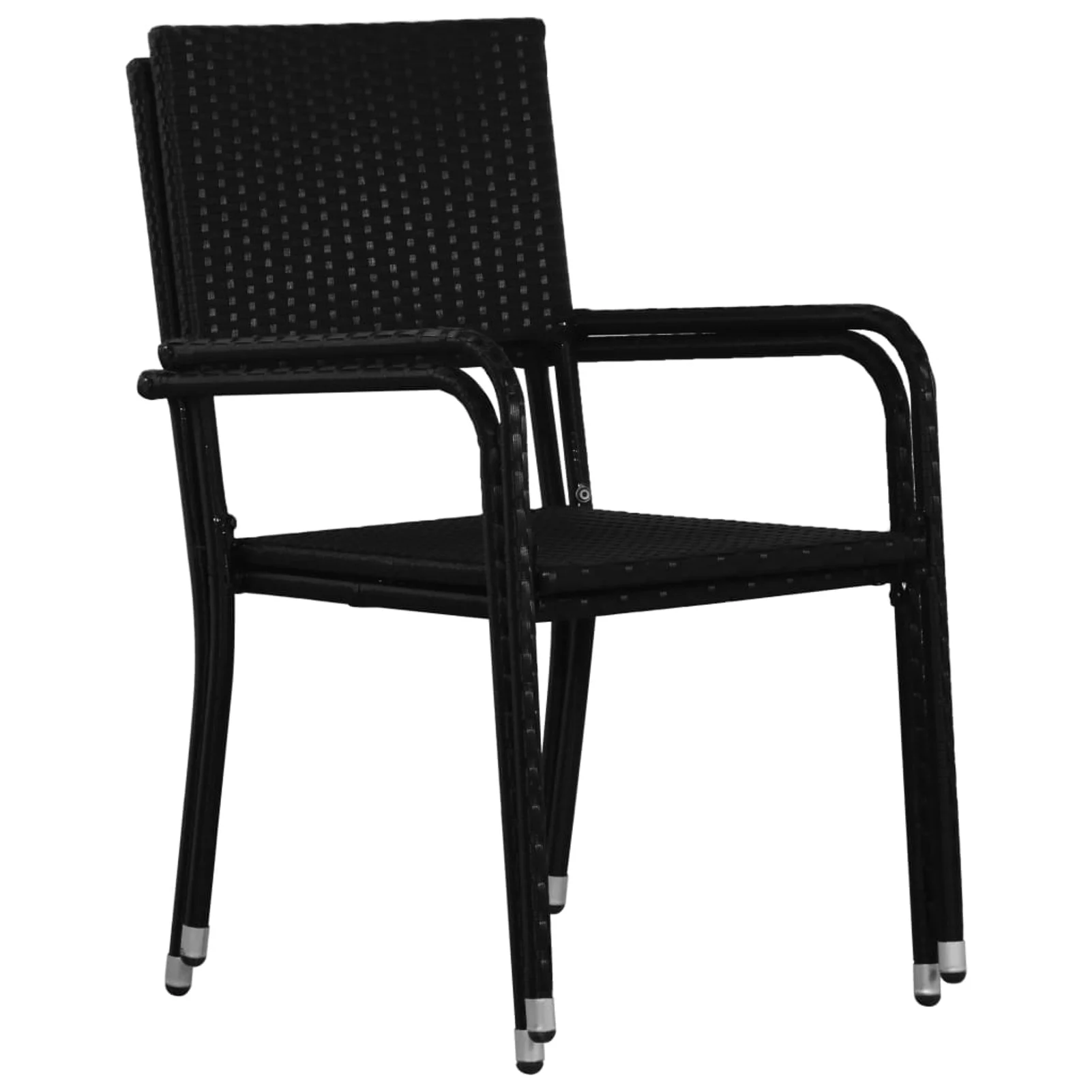 Anself 4 Piece Garden Chairs Poly Rattan Black  Dining Chair Steel Frame for Patio, Backyard, Poolside,  Furniture 20.1 x 23.6 x 34.3 Inches (W x D x H)