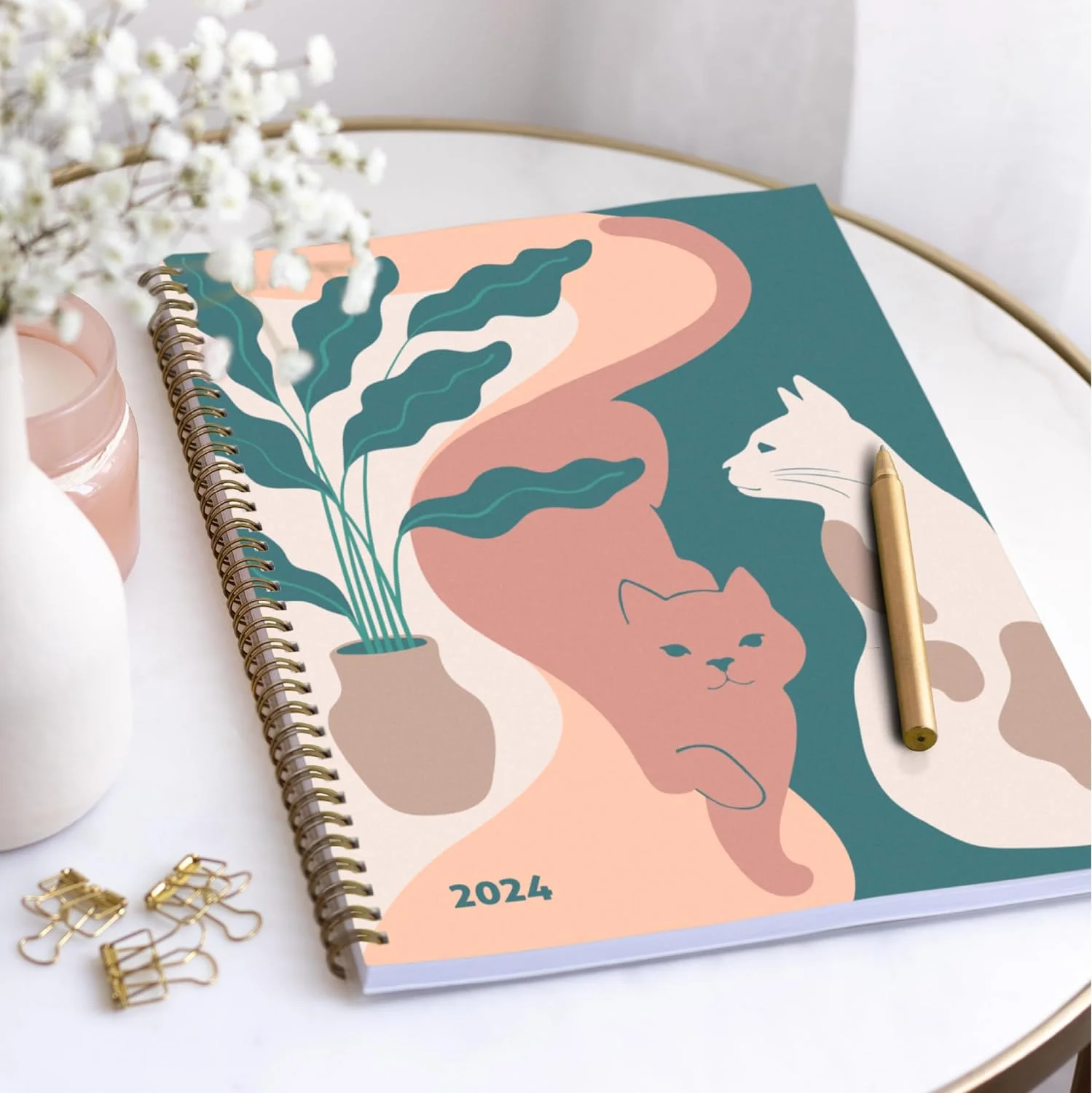 Rileys & Co 2024 Annual Weekly Planner - Cat Weekly & Monthly Planner (8.5 x 11 inches)