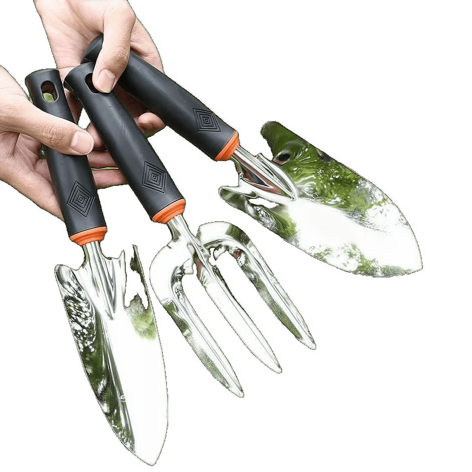 New Gardening Shovel Planting Tools Aluminum Alloy Flower Shovel Spade Shovel Digging Soil Loosening Vegetable Planting Tools Three-Piece Set Wear-Resistant