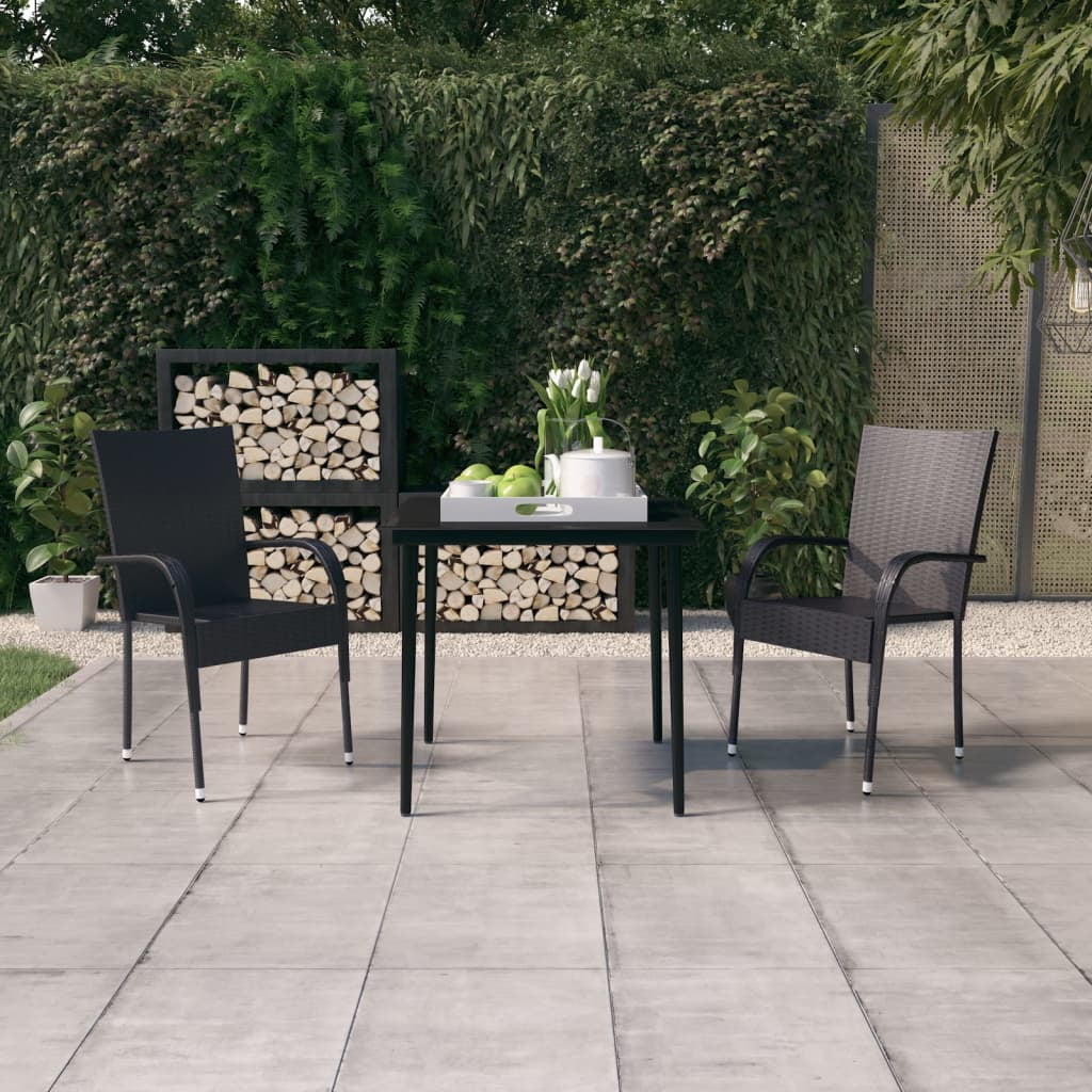 Uteam Black Patio Dining Set 3 Piece Outdoor Use