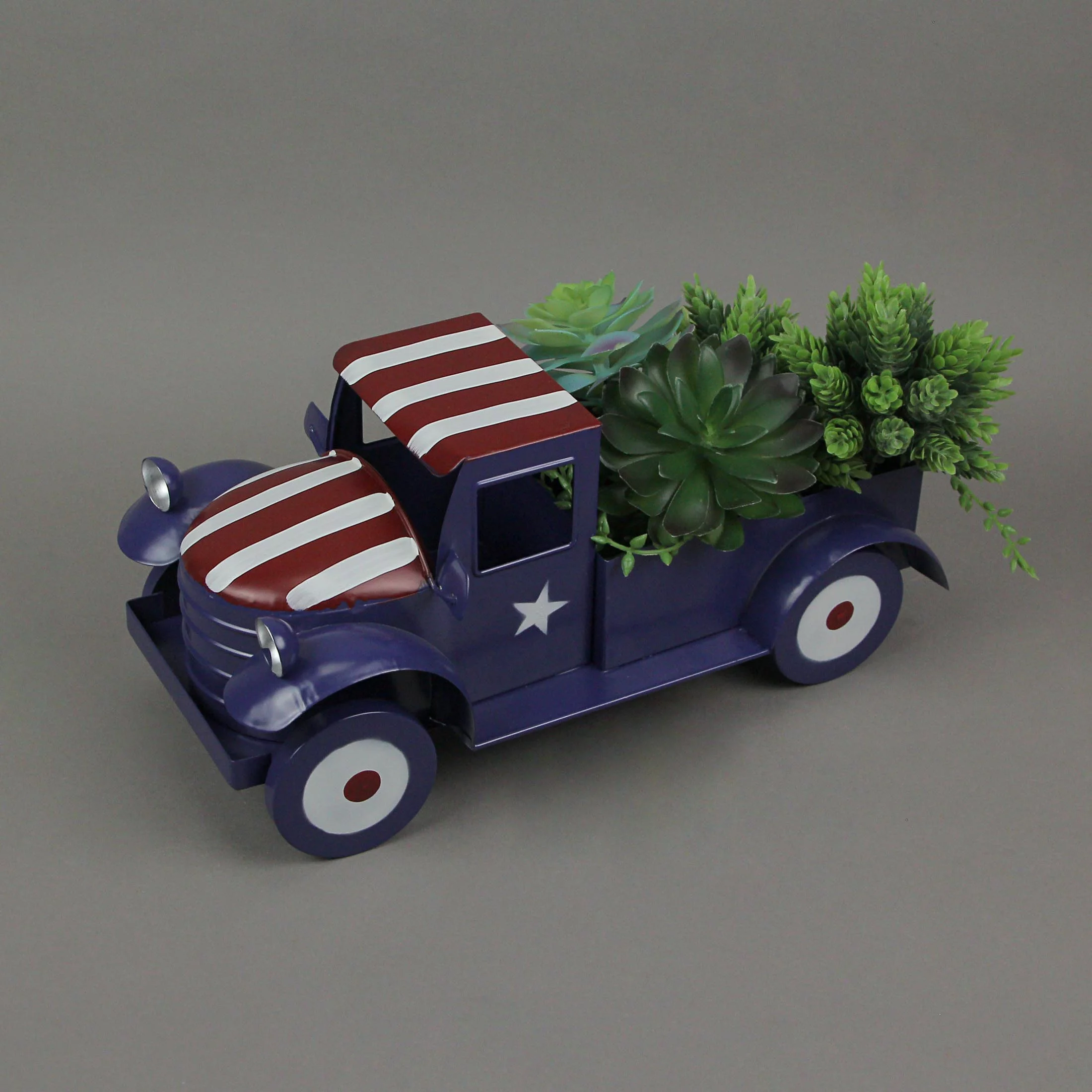 Things2Die4 Blue Metal Vintage Patriotic Pickup Truck Plante Stars & Stripes