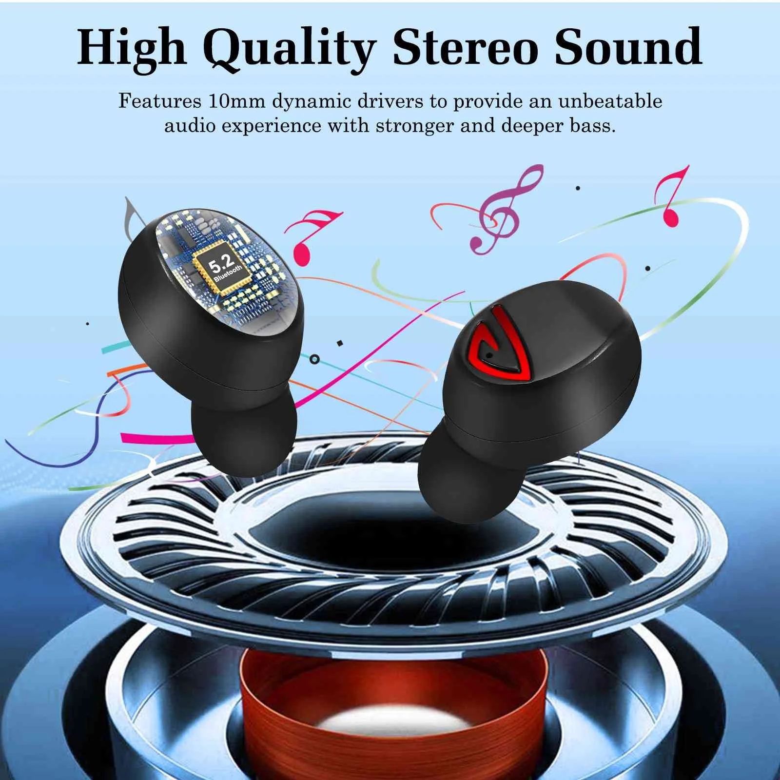 UrbanX Bluetooth Wireless Earbuds – 35H Play time, IPX8 Water Resistant, One-Step Pairing, Emergency Power Bank, LED Display, Ergonomic Design - for Oppo A54 5G, Supports iOS, Android & Windows