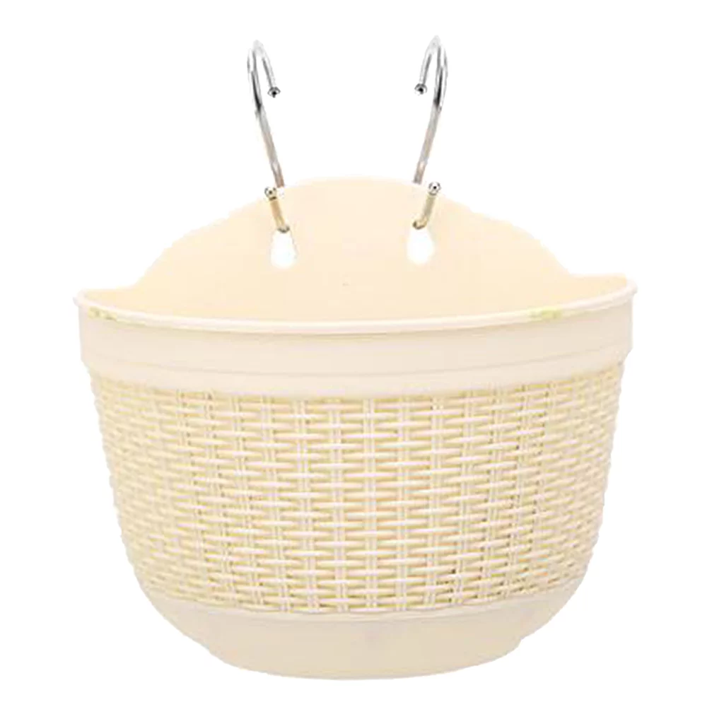Wall Hanging Flower er Basket Garden Fence Balcony Decoration - Beige L