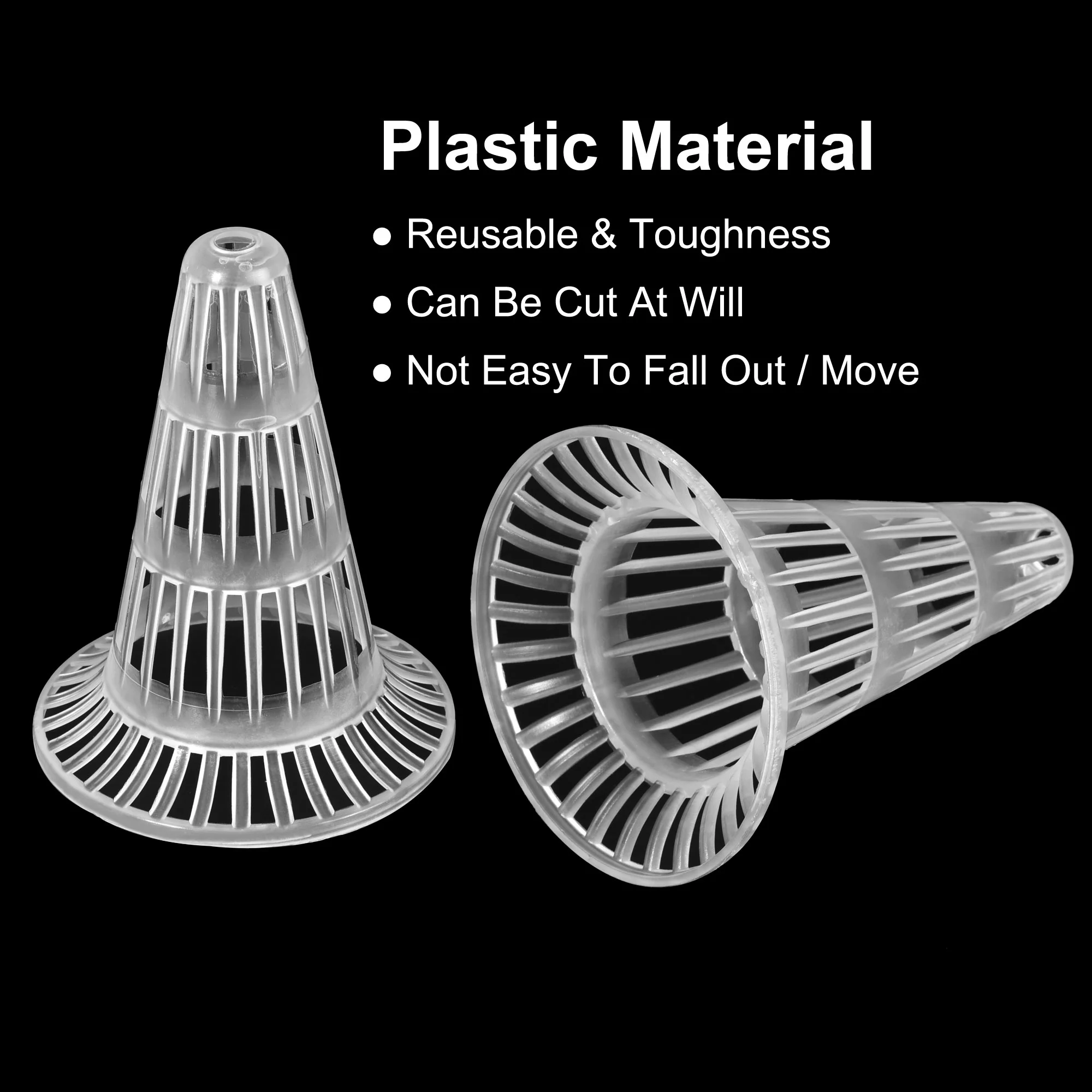 Uxcell Plastic Flower Pot Hole Mesh Pad Cone Shape Plants Bottom Grid Drainage Screen 94 x 74mm, Clear Pack of 5