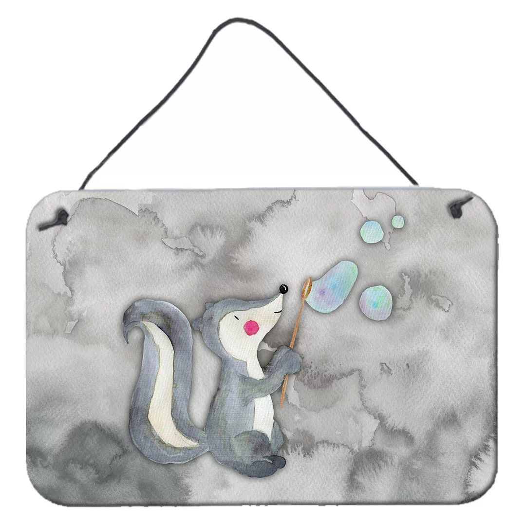 Carolines Treasures BB7352DS812 Skunk and Bubbles Watercolor Wall or Door Hanging Prints  8x12 multicolor